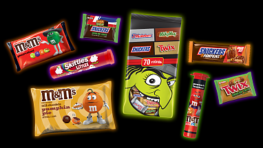 Packages of Mars Halloween candy including M&M's and SNICKERS
